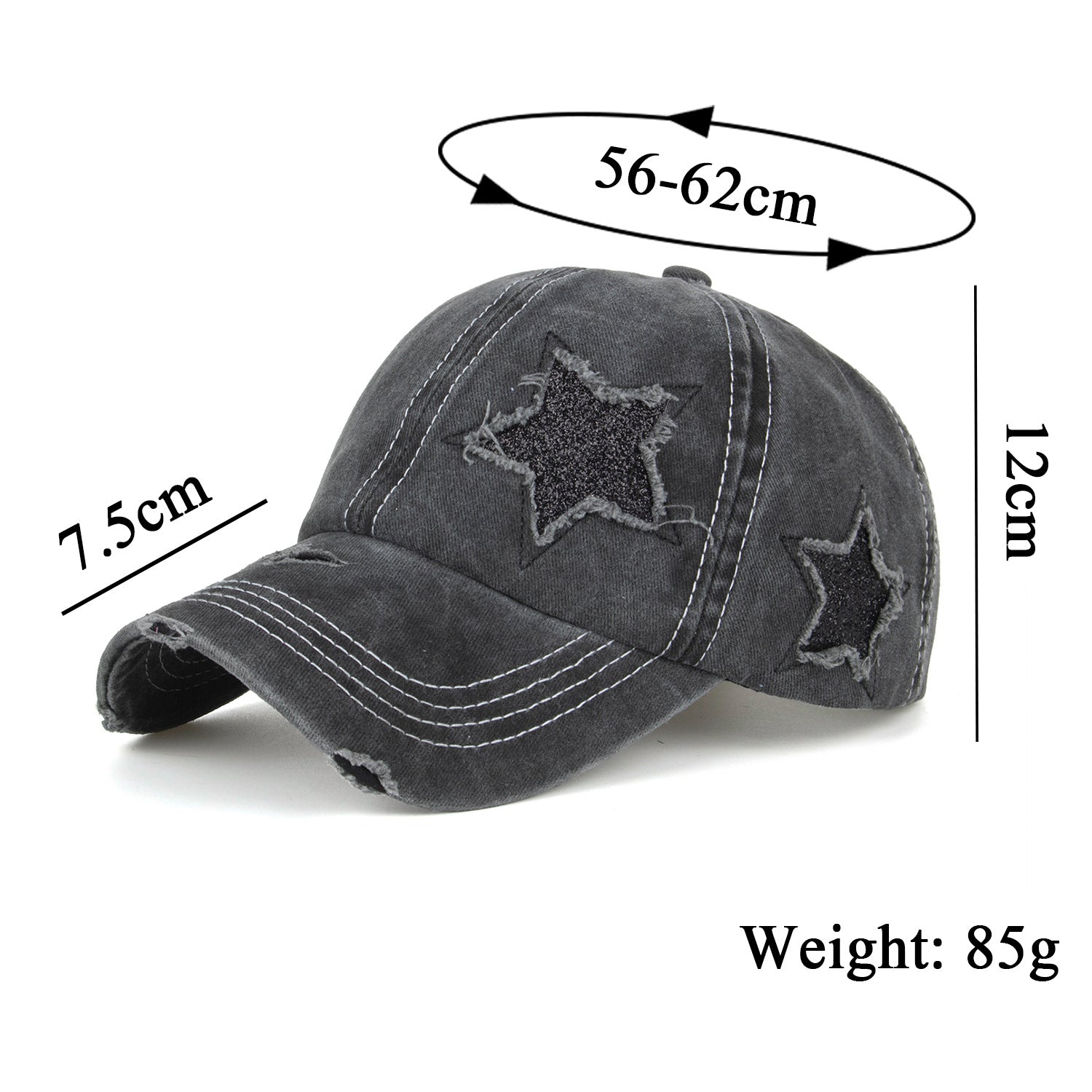 Wholesale Washed five-pointed star ponytail baseball cap